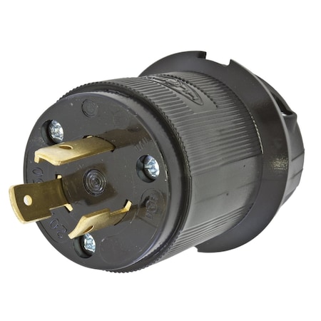 Hubbell Wiring Device-Kellems Locking Plug, L6-20P, 20 A, 250V AC, Single Phase, 2 Pole, Screw Terminals, Black HBL2321EBK
